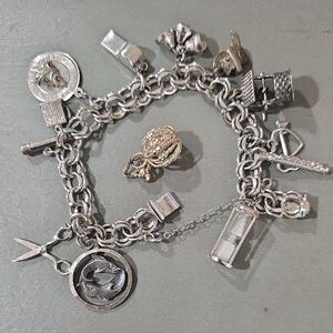 Silver Charm Bracelet with Unique Charms